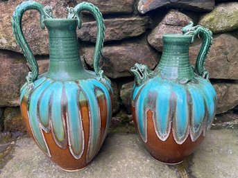 Asian Water Jug And Amphora With Dragon Handles