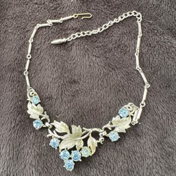 Vintage Coro Necklace With Ice Blue Rhinestones