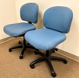 Pair Of Armless Desk Chairs On Wheels