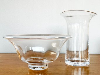 A Modern Glass, Vase And Fruit Bowl By Simon Pearce