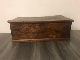 Antique Wooden Hinged Lid Storage Chest