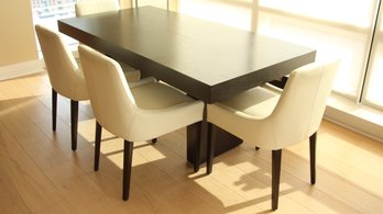 WEST ELM WOODEN BROWN CONTEMPORARY DINING TABLE