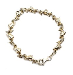 Vintage Sterling Silver Dolphin Linked Bracelet