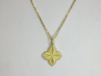 Lovely Sterling Silver / 925 Necklace With 14K Gold Overlay With Sunburst Pendant - 16' And 2' Extender