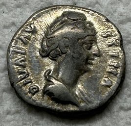 Ancient Roman DIVA FAUSTINA I SILVER DENARIUS- Wife Of Emperor Antoninus Pius- Circa 144 A.D.