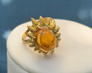 18k Gold Topaz Colored Stone Ring ~ 7 1/4 ~