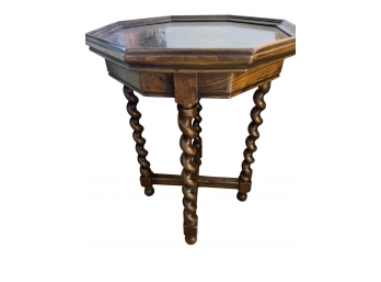 Small Octagonal End Table With Barley Twist  Legs