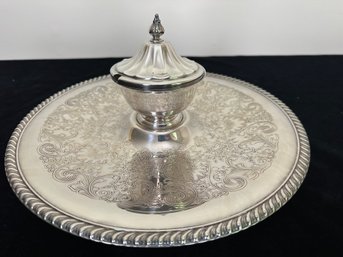 Vintage WM. Rogers 866 Silver Plated Etched Floral Chip And Dip Tray