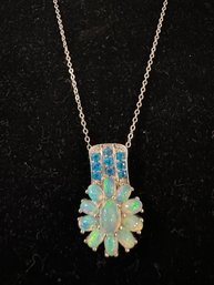 Sterling Silver Necklace With Opal Pendant