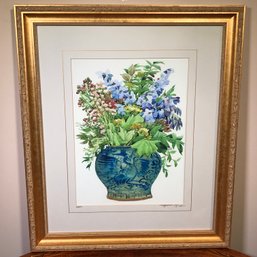 Fabulous Large Signed And Numbered Print (30/100) By LU ZUOGENG Lovley Flowers (2 Of 2) - Fantastic Frame WOW