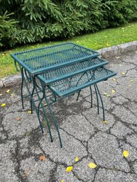 Trio Of Wrought Iron Outdoor Nesting Tables