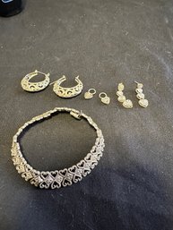 Beverly Hills Sterling Silver Jewelry (includes Multiple Pairs Of Earrings And Bracelet)