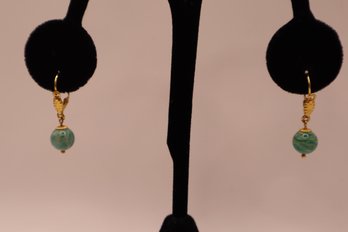 18K Yellow Gold With Jade? Earrings