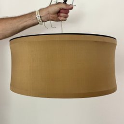 A Silken Fabric Drum Shade Ceiling Fixture With Acrylic Diffuser - Bronze - 19.5'