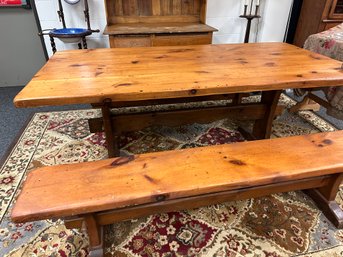 Farm Table And Two Benches  - Pine