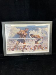 Framed Boxing Print - Jack Dempsey Knocks Out Jess Willard