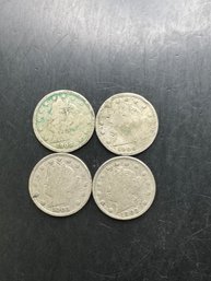 4 V Nickels 1902, 1903, 1906, 1908