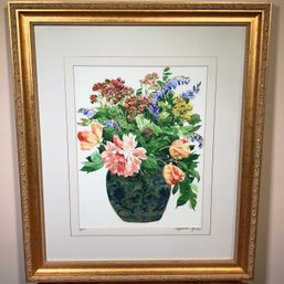 Fabulous Large Signed And Numbered Print (6/100) By LU ZUOGENG Lovley Flowers (1 Of 2) - Fantastic Frame WOW