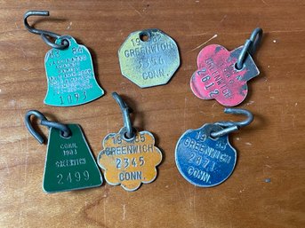 Lot Of 6 Greenwich Dog License Tags 1980s