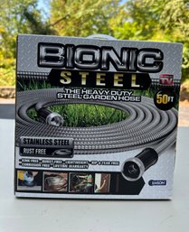 Brand New Bionic Stainless Steel Rust Free 50ft The Heavy Duty Steel Garden Hose In Original Box. GAR