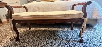 A Beautiful Cane-seated Settee / Bench With Four Lovely Carved Legs