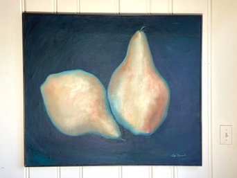 Framed Pair Of Bosc Pears On Black, Signed