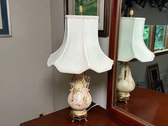 Beautiful Antique Hand Painted Floral Lamp