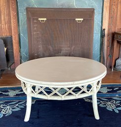 Mid Century Round Bamboo And Rattan Cocktail Table