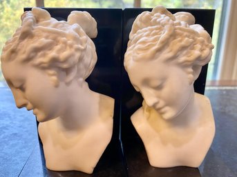 Pair French Classical Female Bust Bookends