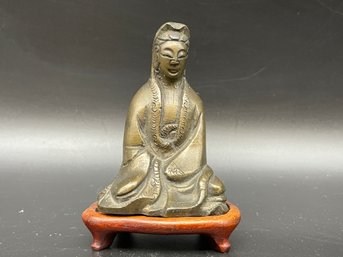 Small Vintage Bronze Sculpture Of  Kwan-yin ? Guanin?