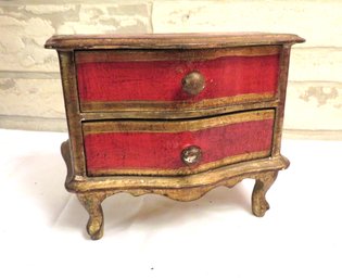 Red Florentine Wood Jewelry Box