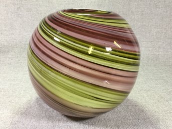 Vase 1 Of 2 - Wonderful Swirl Italian Art Glass Rose Bowl - Lovely Colors - Very High Quality - Very Nice !