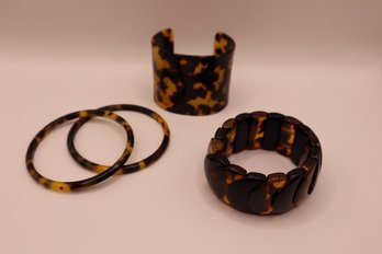 Plastic Lucite Faux Tortoise Shell Bracelet Lot (4)