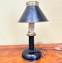 An Antique Oil Lamp - Fitted For Electricity