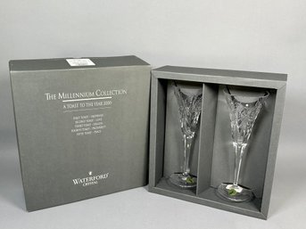 Waterford Millennium Collection 'Happiness' Flutes In Original Box