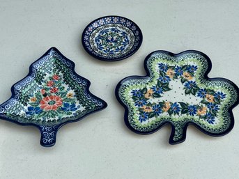 Small Handmade Polish Pottery Decorative Dishes