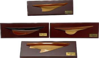 Vintage E. Masciocchi Nautica, Napoli Handmade Half Hull Wooden Models Mounted Display- Set Of 4