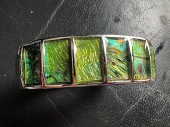 Green Abalone Hinged Cuff Bracelet