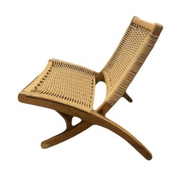 Mid Century Folding Rope & Wood Chair -  In The Manner Of Hans Wegner - From Yugoslavia -- Unique Find KM/SR