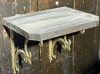 Golden Metal Brackets With Wood Shelf