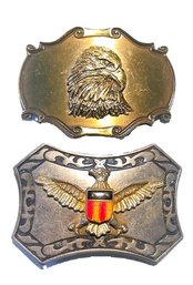 Pair Of Vintage Eagle Belt Buckles With 1980 Raintree