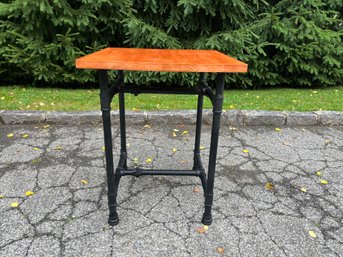 Industrial Look Side Table - Wood Top With Tubular Metal Legs 24x24x30
