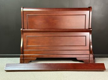 A Classic Sleigh Bed In Solid Wood, Queen Size