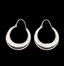 Vintage Sterling Silver Puffy Hoop Earrings