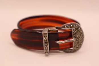 Sterling With Marcasites Buckle And Lucite Bracelet