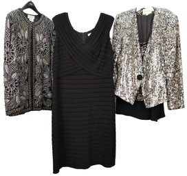 Black Beaded And Sequined  Women Evening Wear Plus Size
