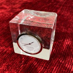 Simon Pearce Crystal Cube Clock 3x2.5x3