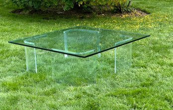 Glass Top Coffee Table With Lucite Base