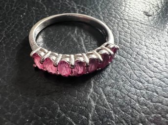 Pink Topaz Gemstone Ring In Sterling Pave Setting