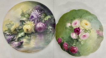 Handpainted Floral Limoges Porcelain Plates (2)